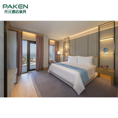 Les meubles naturels de chambre à coucher d'hôtel de Paken de placage placent le style concis