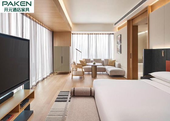 Couleur personnalisable de ligne droite minimaliste de style de meubles de placage de bambou de chambre d'hôtel de Hyatt