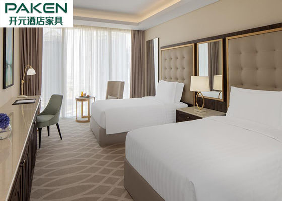 Chambres à coucher économiques de meubles d'hôtel Qatar/noix de luxe légère arabe de meubles + solides solubles d'or
